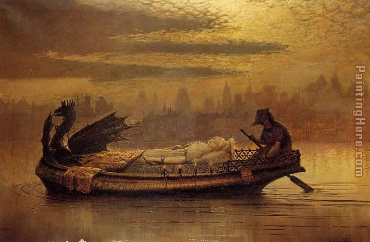 Elaine painting - John Atkinson Grimshaw Elaine art painting